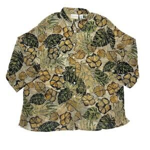 Alfred Dunner Vintage Oversized Hawaiian Button Up Sheer Multicolor Women's 20W